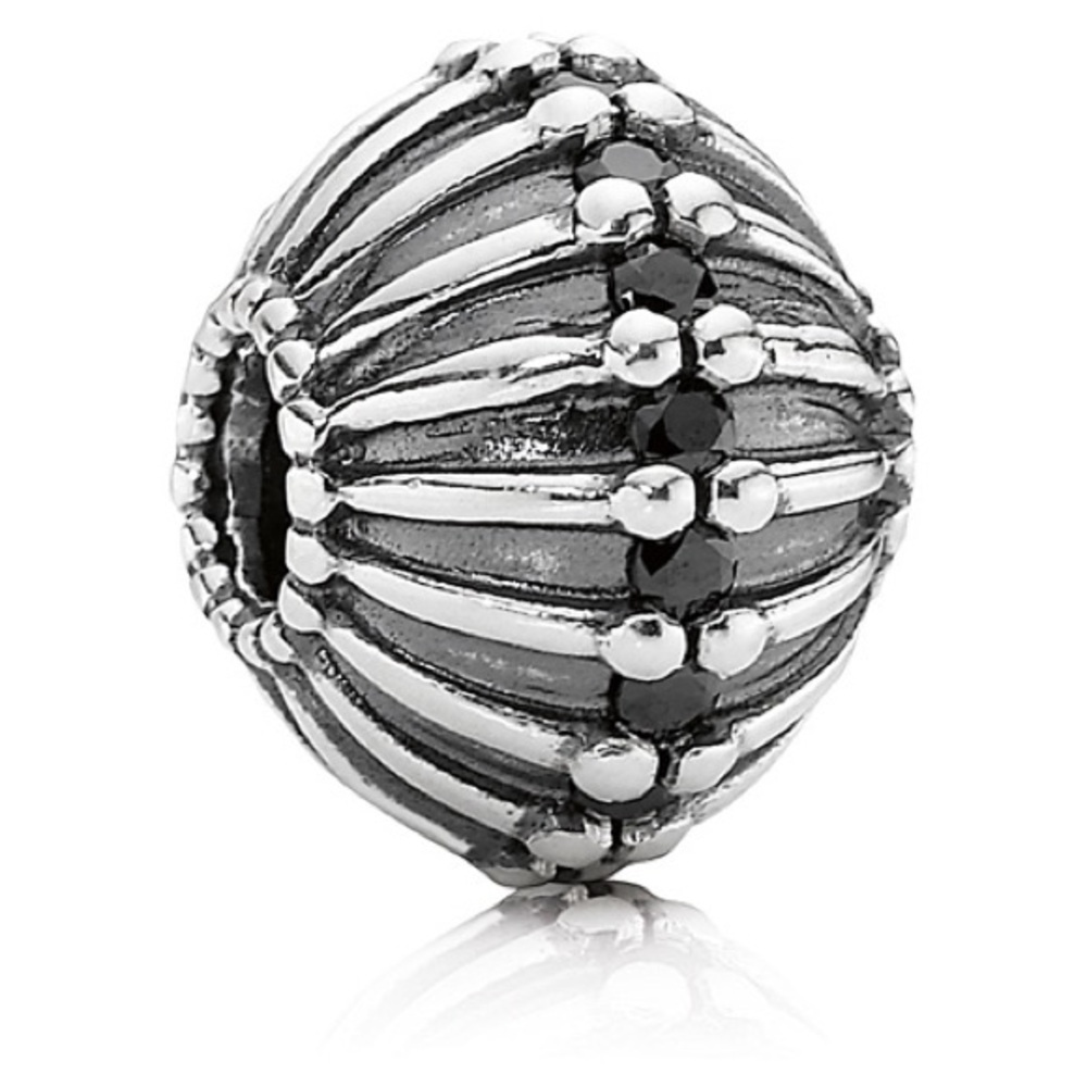 Genuine Retired PANDORA Large Show Stopper Charm with Black CZ; 790870CZK
